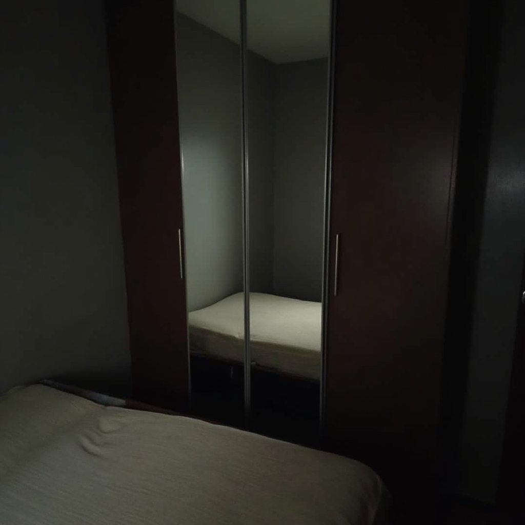 Example of a poorly lit, dark bedroom photo typical of amateur real estate photography